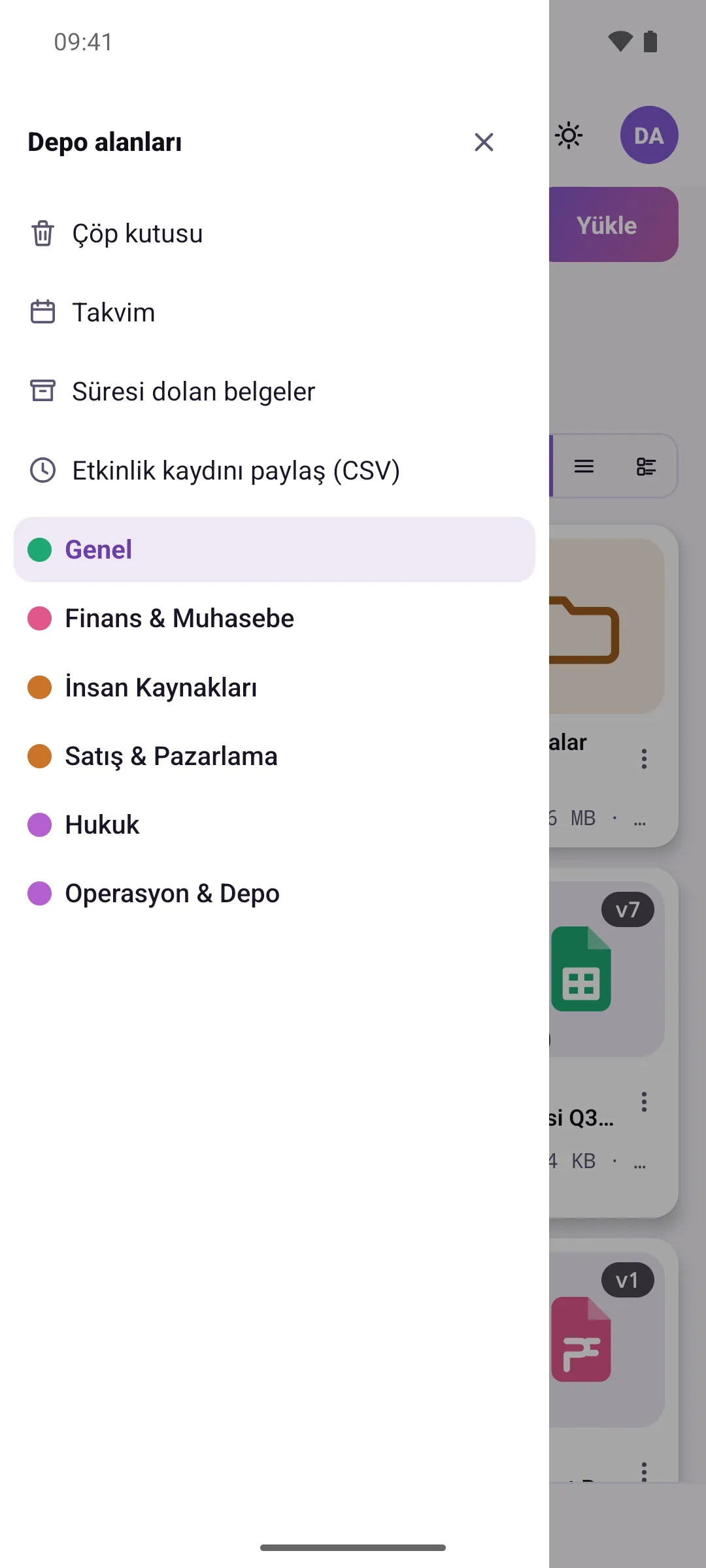 Depo alanları listesi