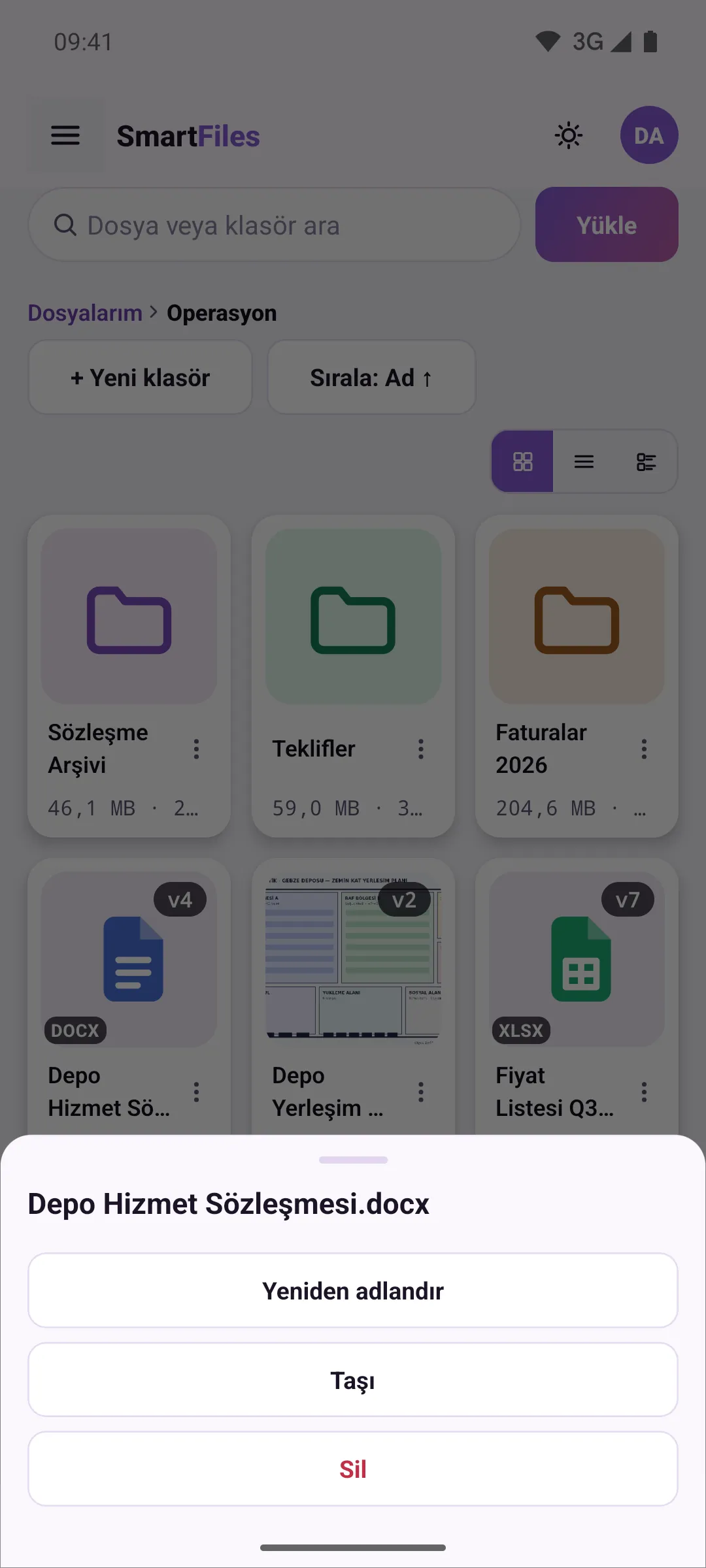 Diğer eylemler penceresi