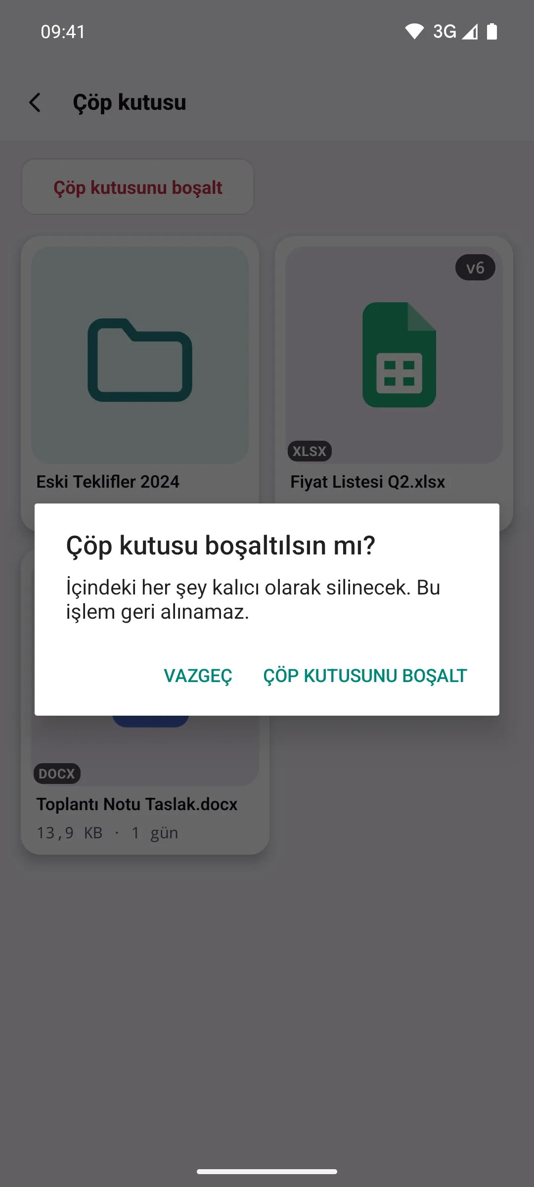 Çöp kutusunu boşaltma onayı