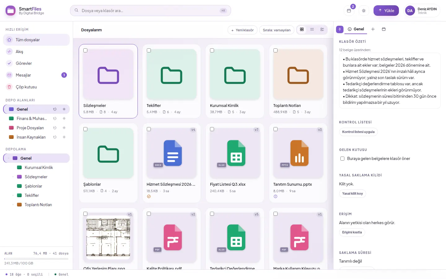Folder summary in the detail panel: what’s in the folder, what appears missing