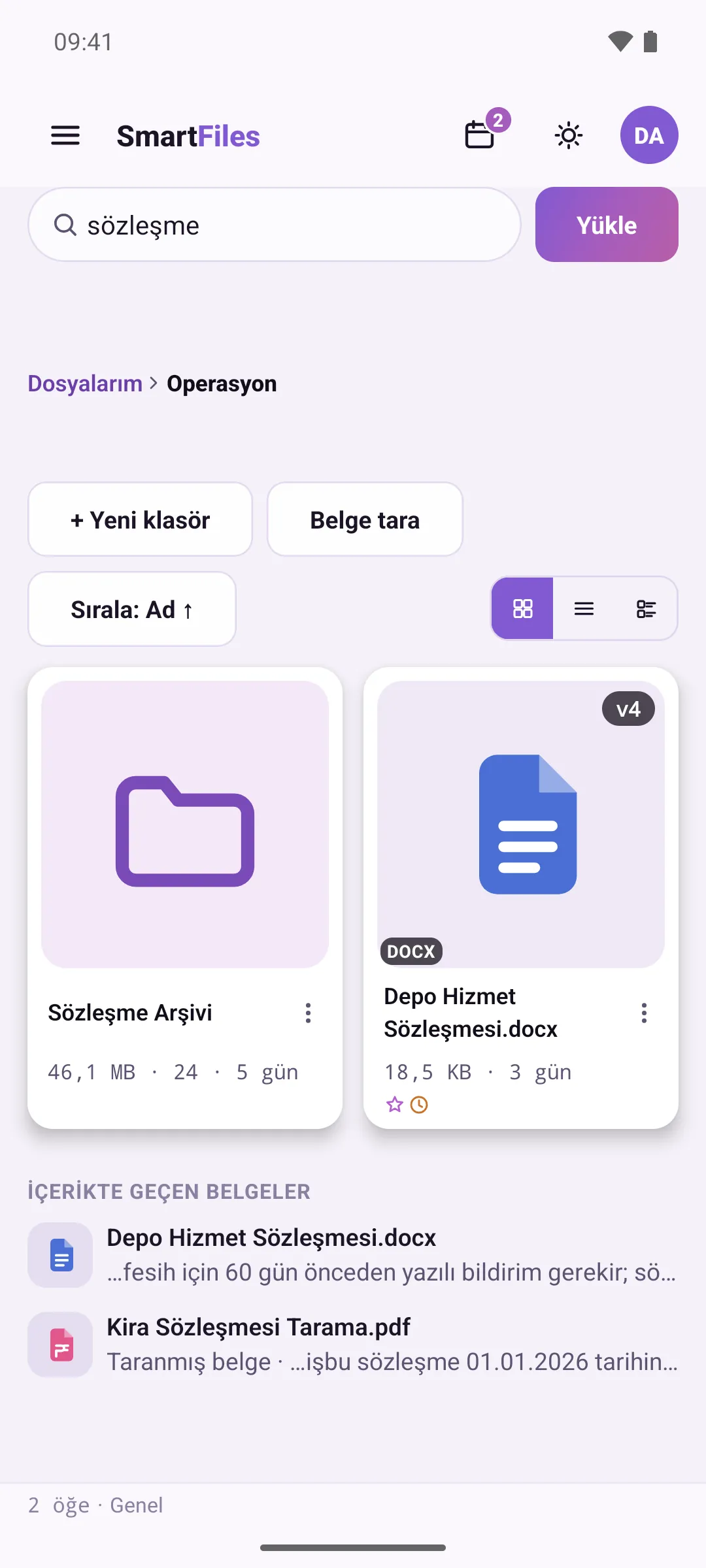 List filtered by the word typed in the search box