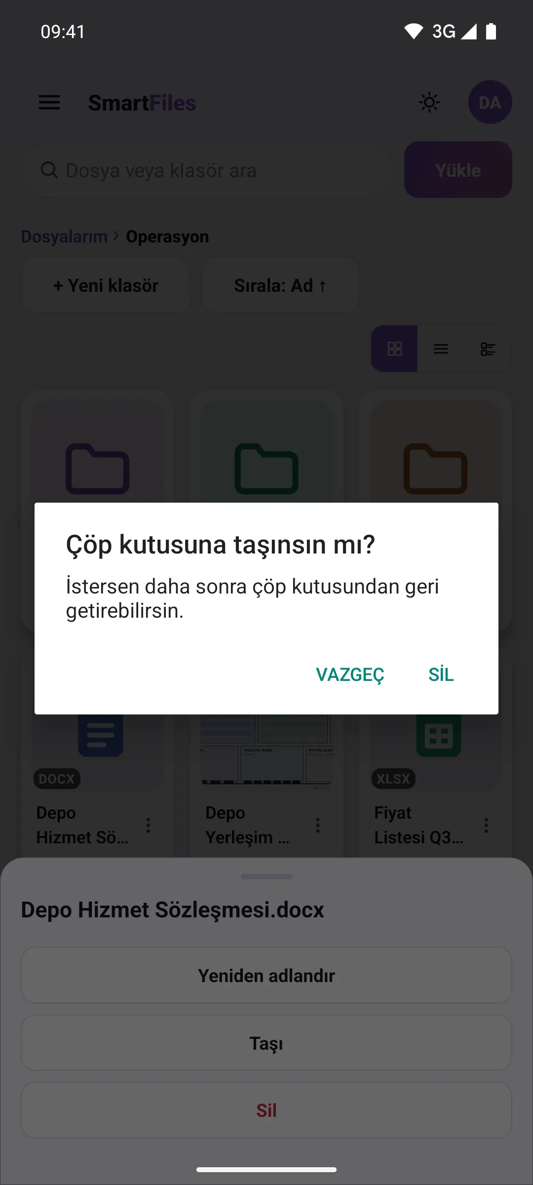 Delete confirmation dialog