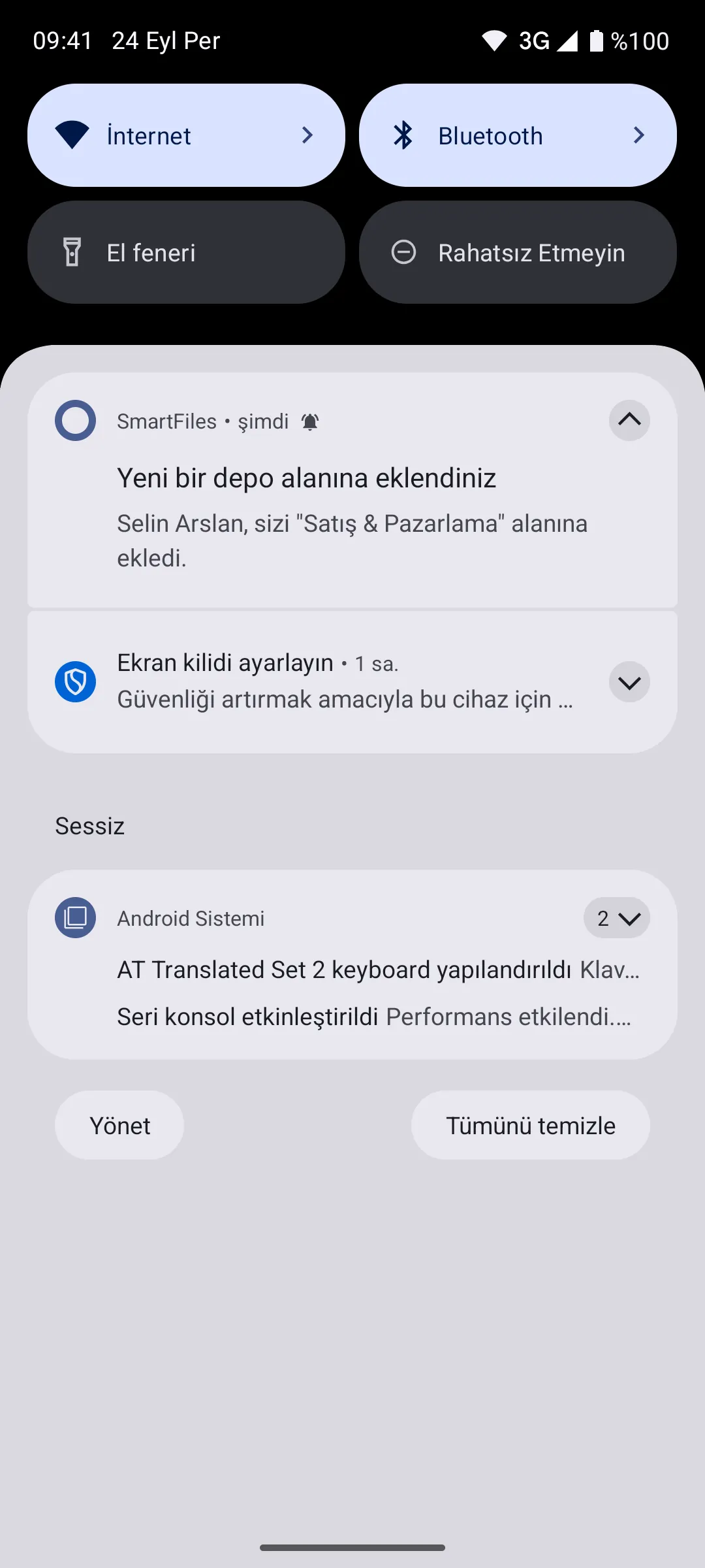 SmartFiles notification in the notification drawer